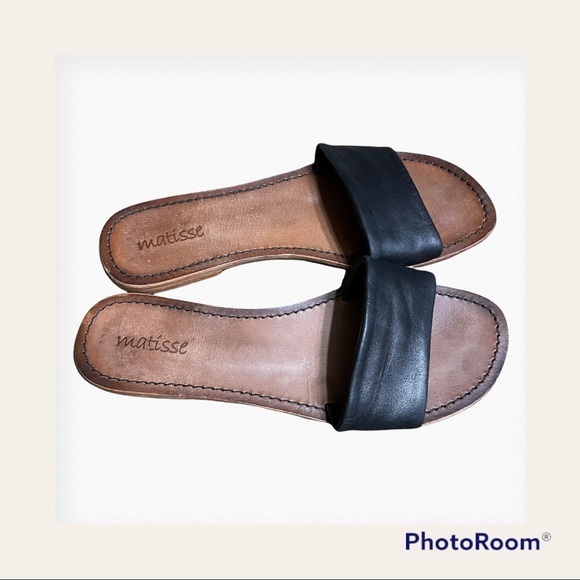 Matisse Graden Black Leather Slider Size 10 - Picture 2 of 6